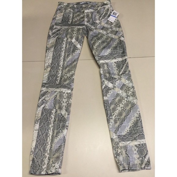 7 For All Mankind Women's Jean Gray Snakeskin Print Skinny Ankle Sz 25 NWT - Picture 2 of 11